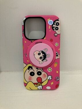 Pink Cartoon Character Phone Case with Pop Grip